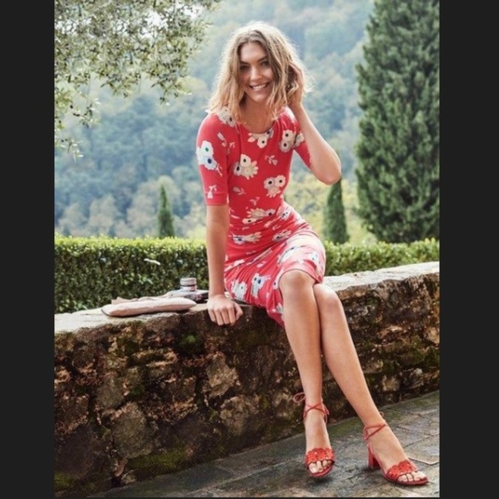 Boden Pink Poppy Midi Dress Size 8R